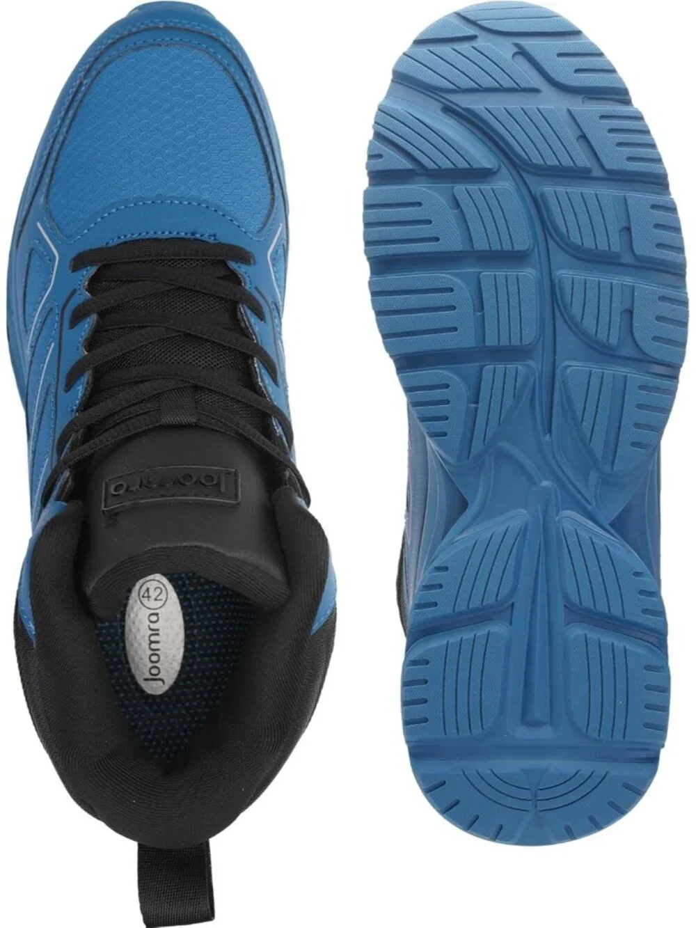 Joomra Men's Blue Black Rubber Leather High Top Athletic Inspire Lace Up Sneaker